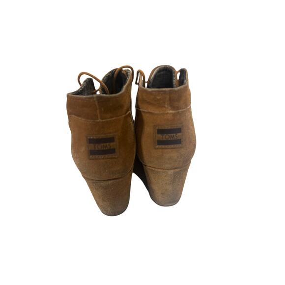 TOMS Women’s Suede Wedge Ankle Booties Brown Lace-Up Size 8.5 - Picture 6 of 6